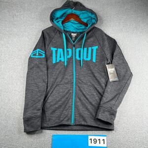 Tap Out Hoodie Sweatshirt Gray Heather Blue Full Zip Mens Small NEW NWT